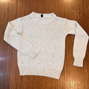 Windsor Womens S Cream Gold Metallic Speckled Acrylic Knit Sweater Holiday